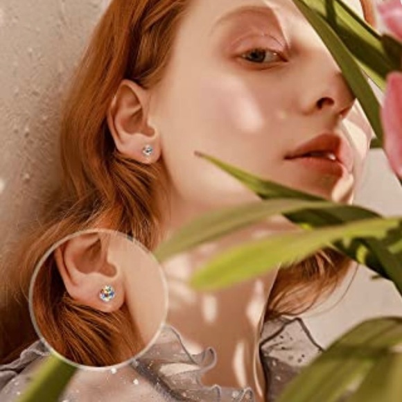 COPY - Swarovski Crystal and silver back Aurora Borealis studs. - Picture 2 of 2